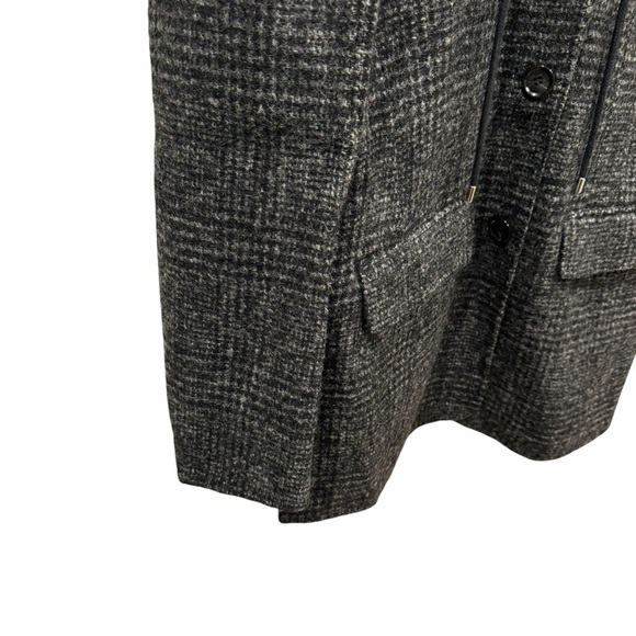 THAKOON Women's Charcoal Wool‎ Blend Hooded Plaid Pattern Coat Size S - Picture 6 of 13